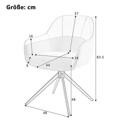 Bmtterqgwo - 6 Chaises Pivotantes En Similicuir Et Tissu, Rembourrage Epais, Pieds Reglables, Beige, Ideal Cuisine Et Salle A Manger
