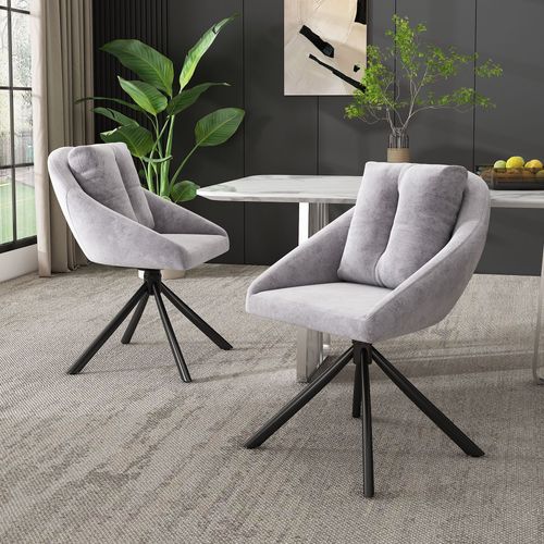 Bmtterqgwo - Chaise Velours Grise Moderne, Tournante Elegante Et Confortable, Tissu Respirant, Design Ergonomique, Lot De 6