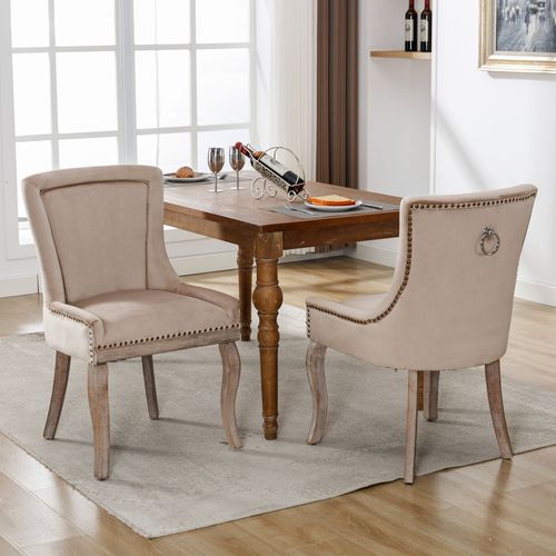 Bmtterqgwo - Chaise De Salle A Manger Luxueuse (Cuisine/Salon, Lot De 6), Dossier Rembourre A Clous, Pieds En Bois Massif, Velours