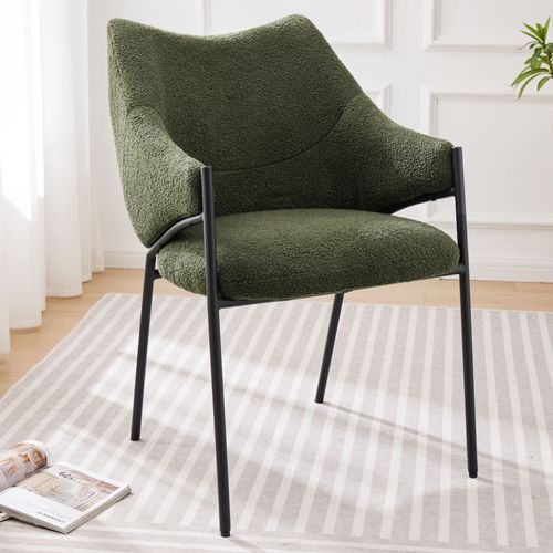 Bmtterqgwo - Chaise Salle A Manger (1p), Fauteuil Lounge Sofastuhl, Tissu Peluche Mouton, Coussin Epaissi, Vert