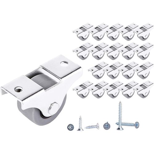 Lot de 20 roulettes en caoutchouc souple avec plaque de montage en métal et vis 25 mm Ø 25 mm 25 kg