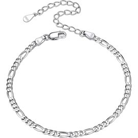 Bracelet Argent Femme Figaro Cuabine 925 Sterling 16 cm Chaine