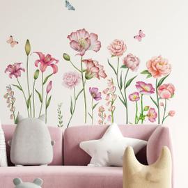 MAGENTA - Stickers muraux - Jardin, fleurs et papillons
