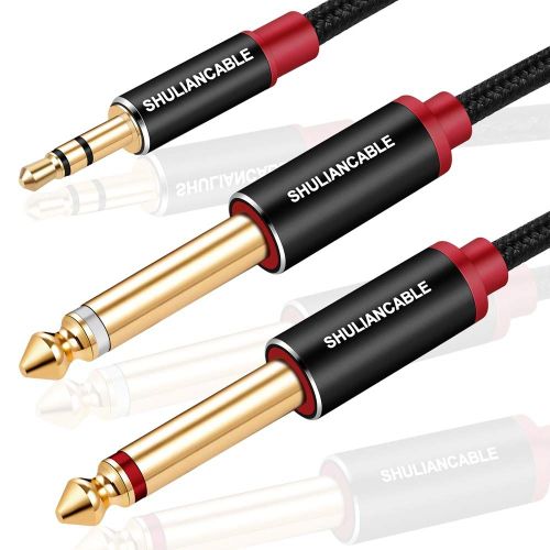 Câble Audio 3.5mm vers Double 6.35mm, 6.35 Mâle vers 3.5 Mâle Mono Y Splitter Jack Câble pour Haut-parleurs, Table de Mixage, etc. (1M)