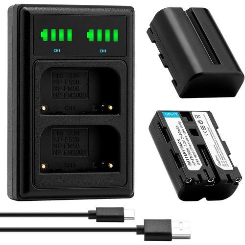 NP-FM500H Batterie + chargeur USB LCD pour appareils photo Sony a99, a77, a58, a57, a65, a68, a200, a300, a350, a450, a500, a550, a560, a700, a850, a900
