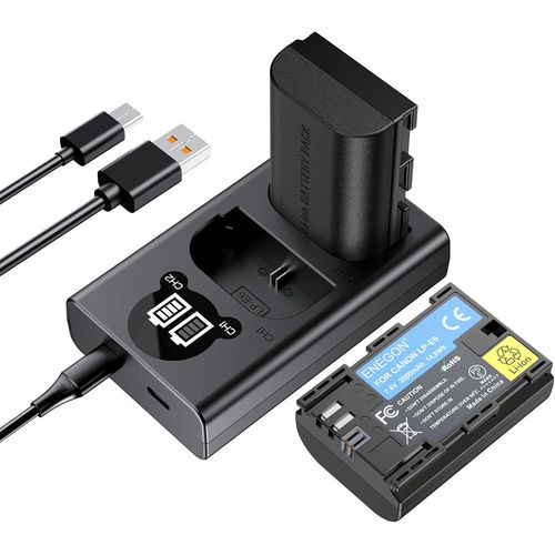 LP-E6 Batterie de Rechange 2 Paquets et Chargeur Intelligent LED USB pour Canon LP-E6, LP-E6N and Canon EOS 5D Mark II III IV, 5DS, 5DS R, 6D, 7D, 7D Mark II, 60D, 70D 80D 90D Caméras et Plus