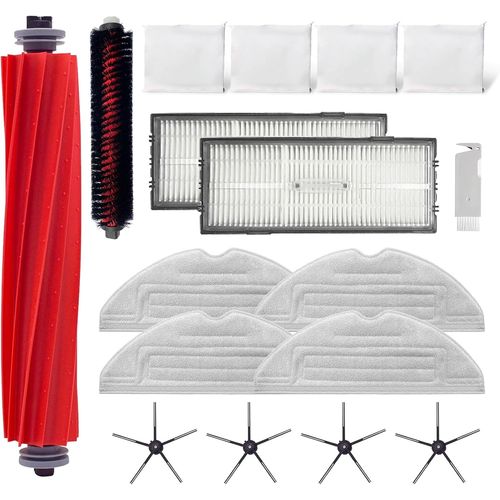 Kit d'accessoires pour Roborock S7 Pro Ultra/Roborock S7 MaxV Ultra, 1 brosse à rouleau, 1 brosse autonettoyante, 2 filtres Hepa, 4 brosses latérales, 4 lingettes, 4 sacs d'aspirateur