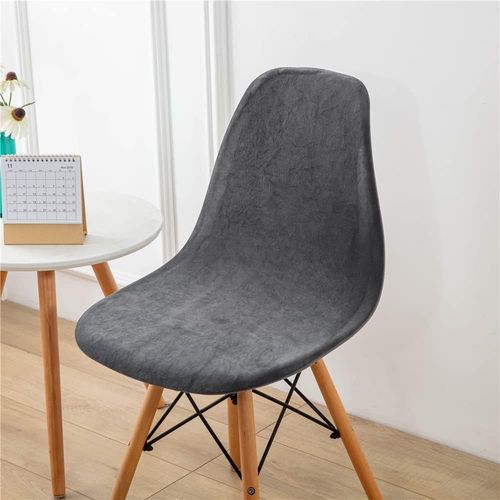 Lot De 4 Velours Housse De Chaise Scandinaves, Housse Chaise De Salle À Manger Couleur Unie, Couverture De Chaise Sans Accoudoirs Pour Cuisine, Salon, Bureau (Gris Foncé,4 Pieces)