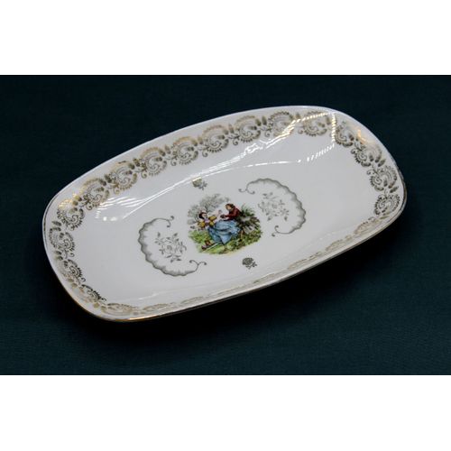 Petit Plat, Ravier, Beurrier Ou Vide Poche En Porcelaine De France - Motif Style Fragonard - Xviiième