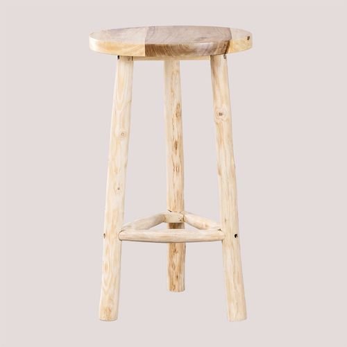 Table Haute Ronde (Ø60 Cm) En Bois De Narel Marron Bois Naturel