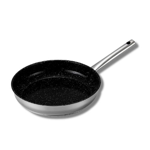 Poêle Inox Kitchenpro | Venteo | Revêtement Céramique Antiadhésif | Adaptée À Tous Les Feux Induction/Vitro Céramique/Électricité/Gaz | Différentes Tailles 20/24/28cm | Noir