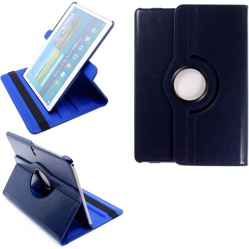 2.0 Etui Pour Samsung Galaxy Tab S 10.5 Sm-T800 Sm-T801 Sm-T805 Coque De Protection Rotation 360° Smart Housse Cover Case Stand Auto Réveil/Sommeil - Bleu Foncé