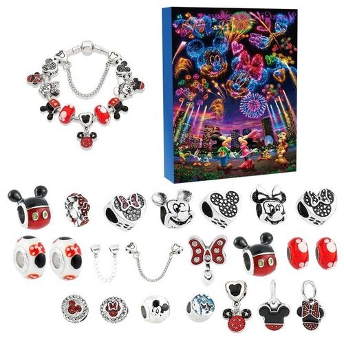 Calendrier de l'Avent Bijoux enfant Noël,Bijoux Charmes Bracelet Perles,Compte à rebours 24 Jours Vacances Noël,Cadeau pour Fille(B)
