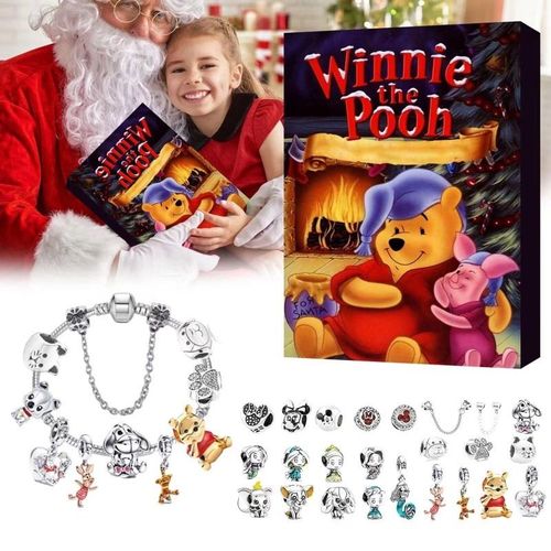 Calendrier de l'Avent Bijoux enfant Noël,Bijoux Charmes Bracelet Perles,Compte à rebours 24 Jours Vacances Noël,Cadeau pour Fille(C)