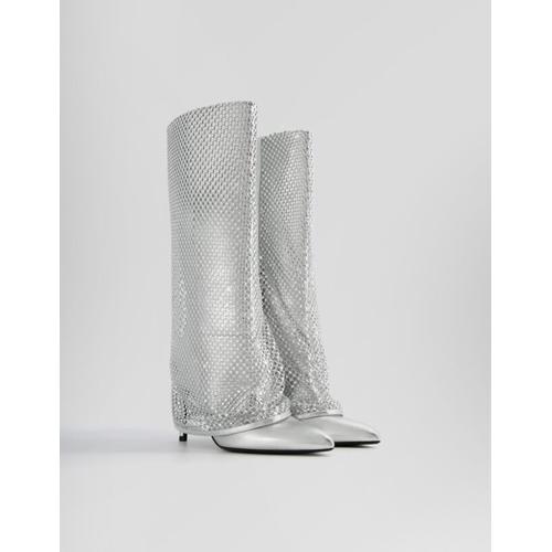  Bottes Trouser Talon Aiguille Et Brillants Femme 41 Argent