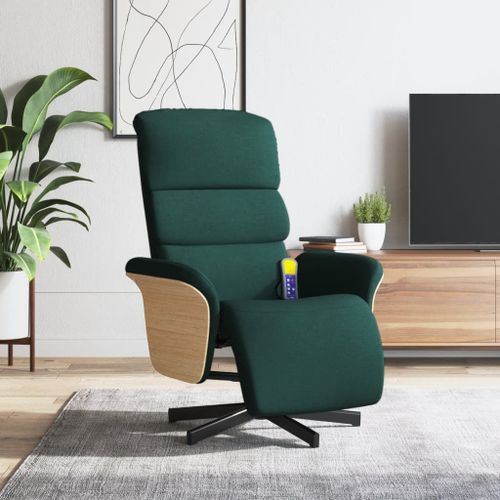Vidaxl Fauteuil Inclinable De Massage Et Repose-Pieds Vert Foncé Tissu