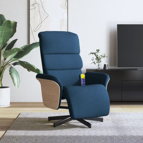 Vidaxl Fauteuil Inclinable De Massage Avec Repose-Pieds Bleu Tissu