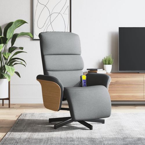 Vidaxl Fauteuil Inclinable De Massage Et Repose-Pieds Gris Clair Tissu