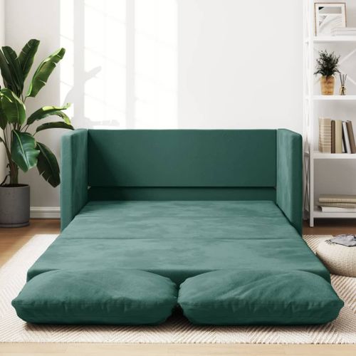 Vidaxl Canapé-Lit 2 En 1 Vert Foncé 122x204x55 Cm Velours