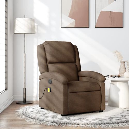 Vidaxl Fauteuil De Massage Inclinable Marron Tissu