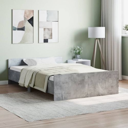 Vidaxl Cadre De Lit Tête De Lit Et Pied De Lit Gris Béton 120x190 Cm
