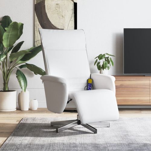 Vidaxl Fauteuil Inclinable De Massage Repose-Pieds Blanc Similicuir