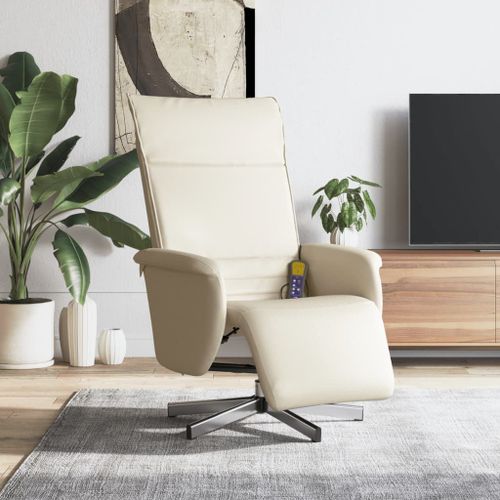 Vidaxl Fauteuil Inclinable De Massage Et Repose-Pieds Crème Similicuir