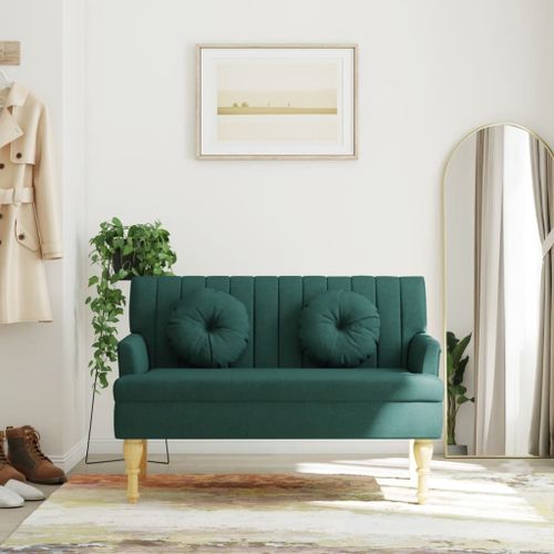 Vidaxl Banc Avec Coussins Vert Foncé 113x64,5x75,5 Cm Tissu