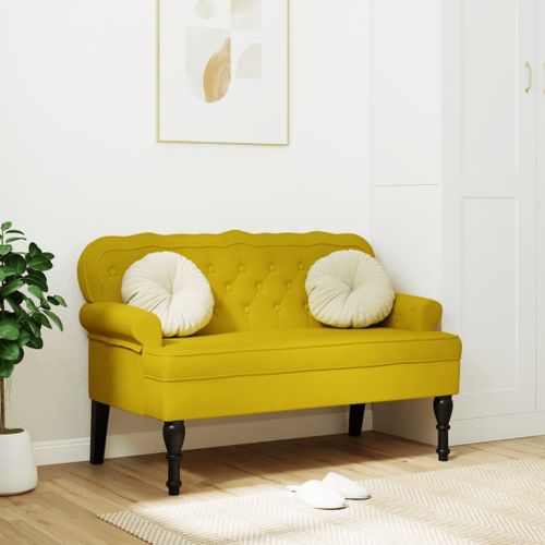 Vidaxl Banc Avec Dossier Jaune 119,5x64,5x75 Cm Velours