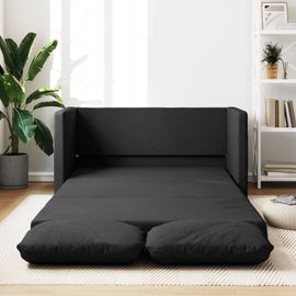 Canapé-Lit 2-En-1 Tissu Noir 112x174x55 Cm Avec Coussin