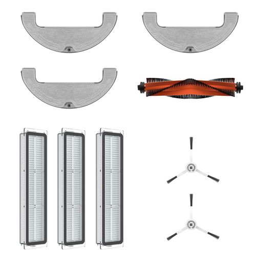 Dreame 1x Brosse Principale 2X brosses latérales 3X Filtre à Cartouche Anti-poussière 3X Chiffon Lavable pour aspirateur Robot D10 Plus