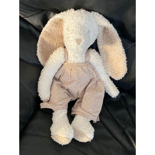 DOUDOU LAPIN BLANC BEIGE ÉTOILES CYRILLUS 34CM