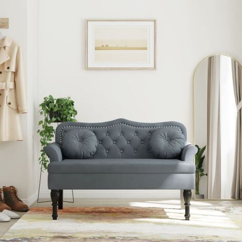 Vidaxl Banc Avec Coussins Gris Foncé 120,5x65x75 Cm Velours