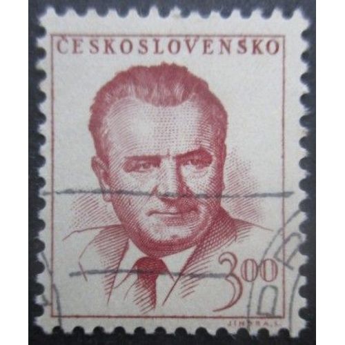 Tchecoslovaquie N°479a Brun-Lilas Président Gottwald Oblitéré