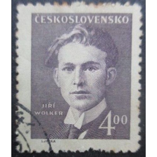 Tchecoslovaquie N°496 Ecrivain Jiri Wolker Oblitéré