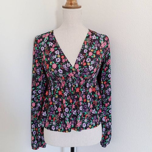 Blouse Fleurie A Manches Longues Taille S Marque Pimkie