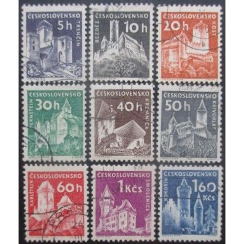 Tchecoslovaquie Série N°1068 Au 1075 Chateaux Oblitérés