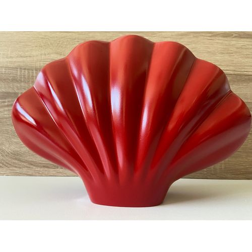 Atypique Vase Soliflore Coquillage Rouge Fonte d'Aluminium Massif Art Décoratif