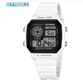 Synoke - Montre Numérique Étanche Pour Hommes Et Femmes, Montre-Bracelet De Sport Shoous, Multifonction, Extérieur, Course À Pied, Étudiant, Sept Lumières - Type Blanc #A