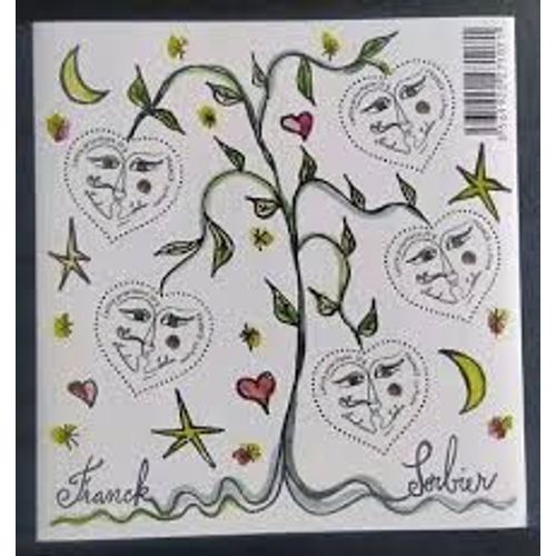 Saint Valentin : Coeurs Du Couturier Franck Sorbier Bloc Feuillet 115 Année 2008 N° 4128 Yvert Et Tellier Luxe (5 Timbres)