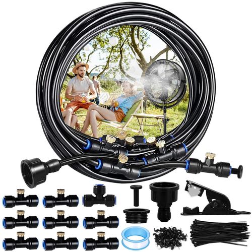8M Système de Brumisation,Brumisateur Extérieur,Système de Brumisation Extérieur Fan, Brumisateur Terrasse avec , Système de Brumisateur Extérieur pour Jardin Serre Piscine