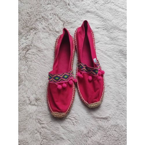 Espadrilles Rose À Pompons T41