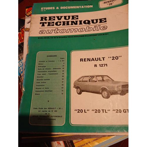 Revue Technique Automobile Renault 20 R 1271 L Tl Gtl