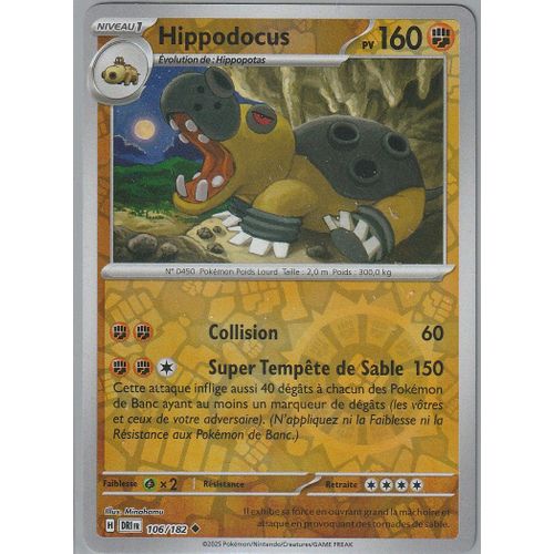 Carte Pokémon - Hippodocus - 106/182 - Reverse - Ev10 Rivalités Destinées