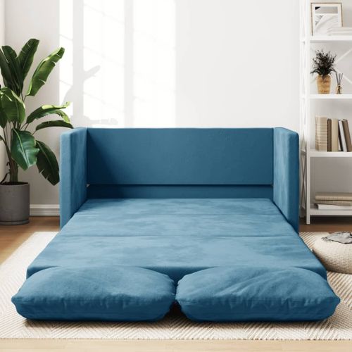 Vidaxl Canapé-Lit 2 En 1 Bleu 122x204x55 Cm Velours