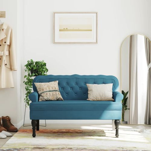 Vidaxl Banc Avec Dossier Bleu 119,5x64,5x75 Cm Velours