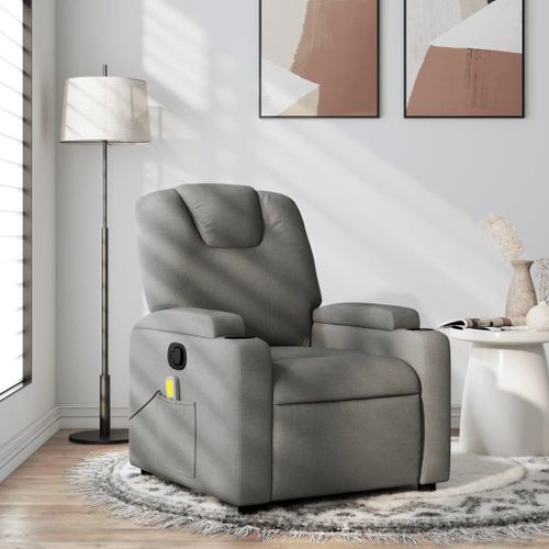 Vidaxl Fauteuil De Massage Inclinable Gris Foncé Tissu