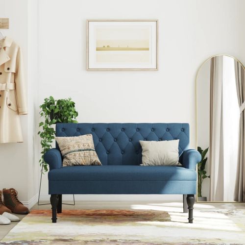 Vidaxl Banc Avec Dossier Bleu 120x62x75,5 Cm Tissu