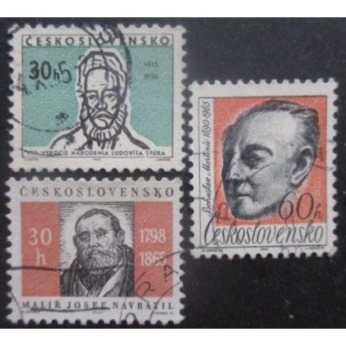 Tchecoslovaquie Série N°1426 Au 1428 Célébrités Oblitérés