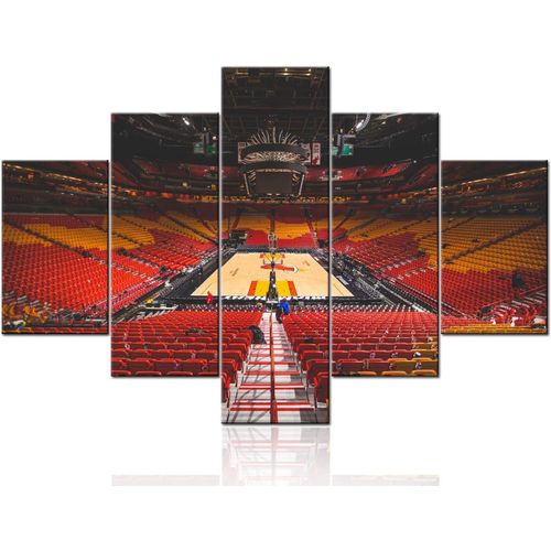 Art sportif encadré Miami Heat Florida Photos American Airline Arena PeinturesMulti CanvaWall ModernHome Decor pour salon affiches et impressions giclées 100 x 55 cm. (sans cadre)